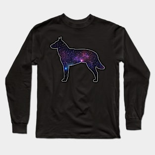 Galaxy Belgian Malinois Silhouette Long Sleeve T-Shirt